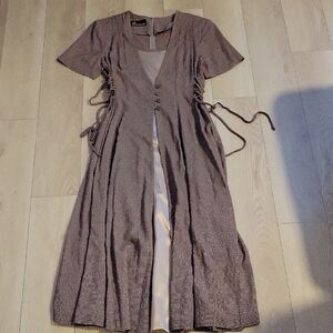 Elegant Mauve Midi Dress with Side Ties